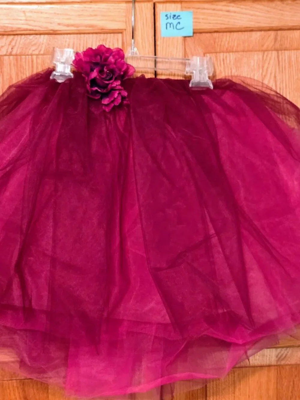 Weissman 15663 Burgundy Sequin Dance Costume MC Child Tulle Skirt Fringe Set